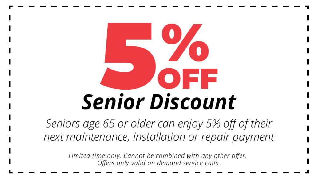 5% off senior discount for hvac mainenance, installation or repair services coupon
